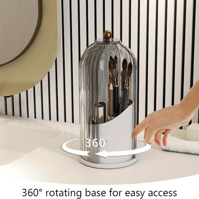 Holder With 3slot Toothbrush Rotating Sliding Lid Highquality Plastic Bathroom Organizer For Vanity Countertop And Sink Ideal For Toothbrushes
