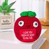 1/3Pcs Tomato Handmade Frend's Gifts Funny Doll With Card Knitted Crochet Room Decoration Positive Energy