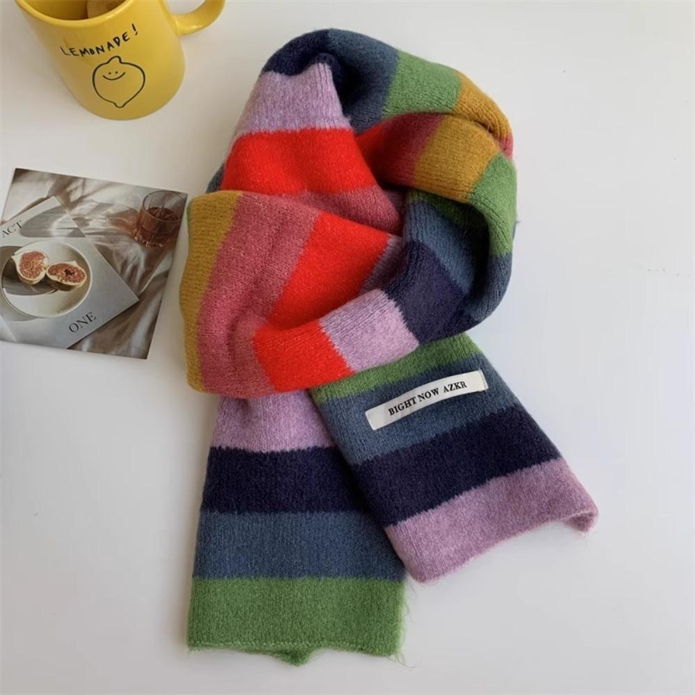 Narrow Shawl Women's Scarves Keep Warm Knitted Scarves Fashion Multicolor Stripe Scarf Winter
