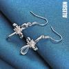 925 Sterling Silver Cross AAA Zircon Pendant Piercing Earrings Fashionable Wedding Jewelry