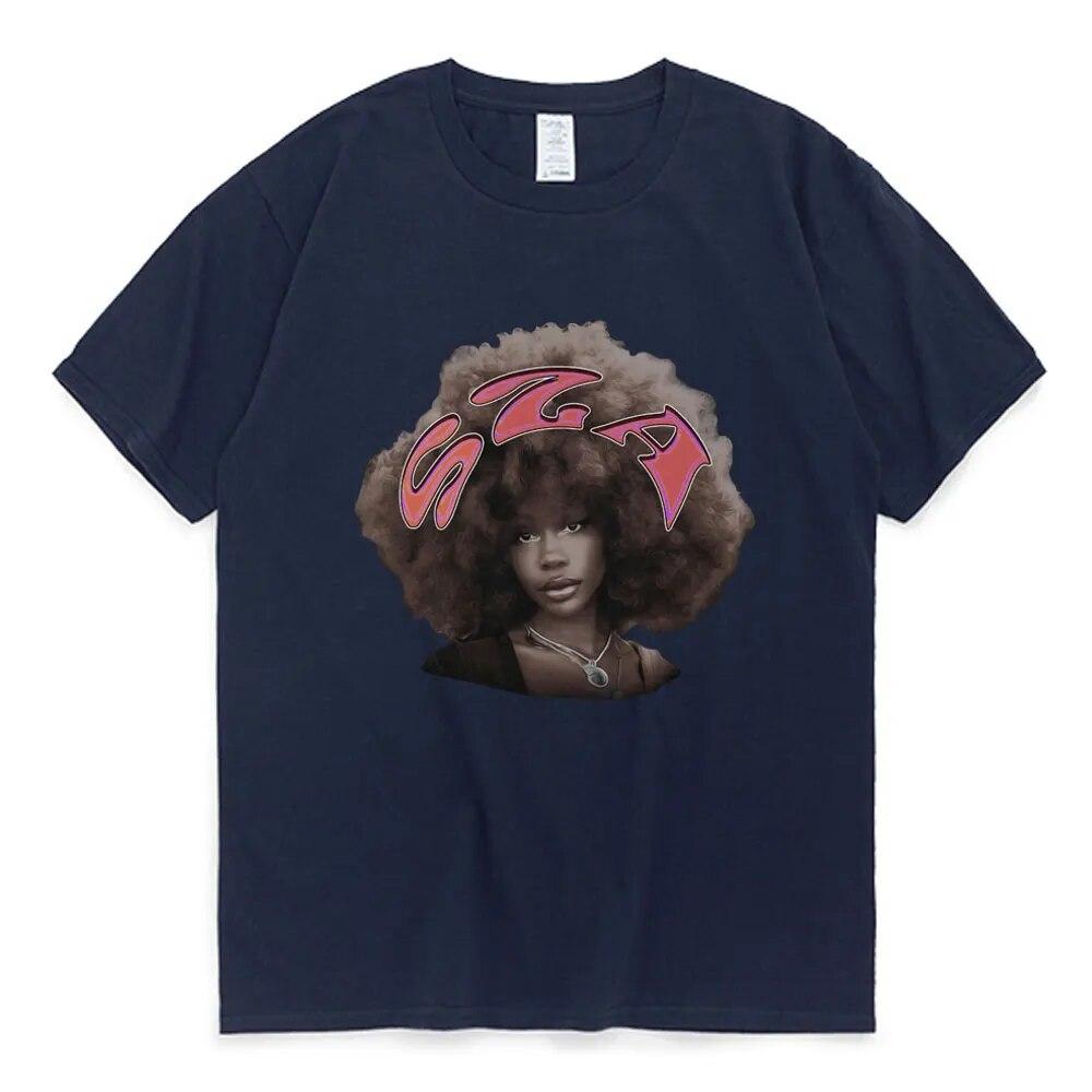 SZA SOS American Singer T Shirt Retro Style Graph Print T-shirt Unisex Women Hip Hop Oversized Harajuku Tee Short Sleeve Streetwear