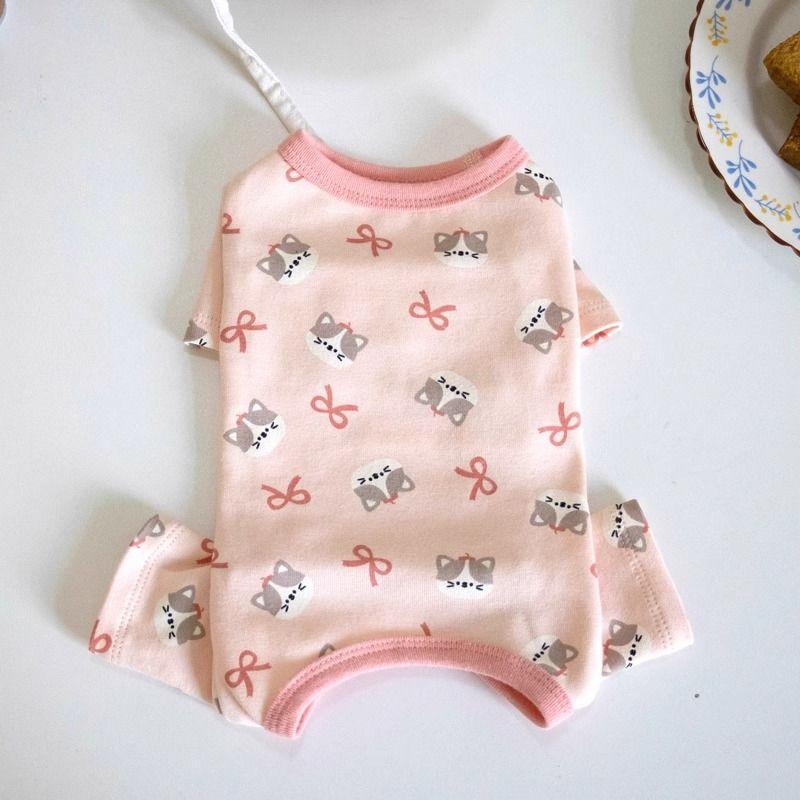 Spring and Autumn Surgical Bag Belly Cat Clothes German Velvet One-piece Teddy Bi Bear Striped Four-legged Dog Pet Clothes