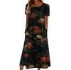 Летнее платье для женщин, повседневное пляжное свободное платье с v-образным вырезом и короткими рукавами с принтом