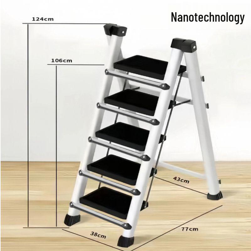 Folding Telescopic A-Frame Household Ladder, Thickened Step Stool, 3-4 Steps, Multifunctional Indoor Use.