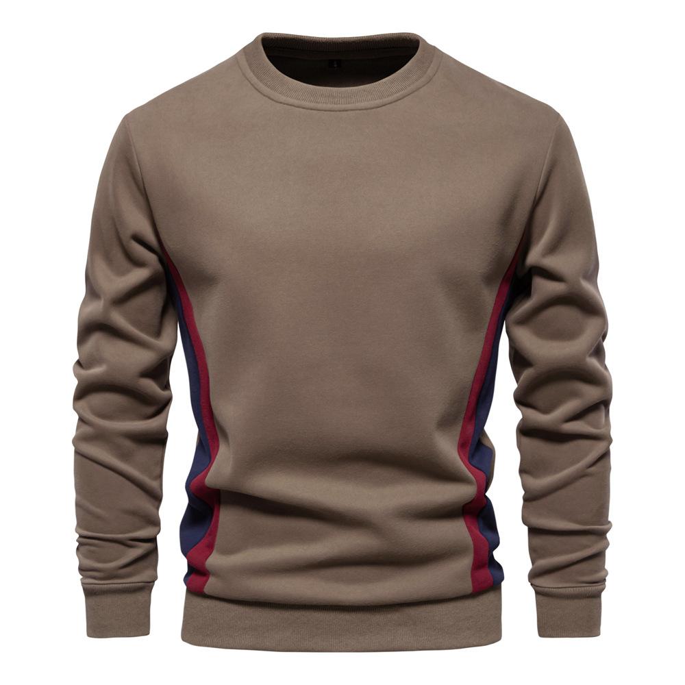 Autumn New Men'S Long-Sleeved Splicing Sweater Foreign Trade Men'S Casual Slim-Fit Crew Neck Sports Jumper