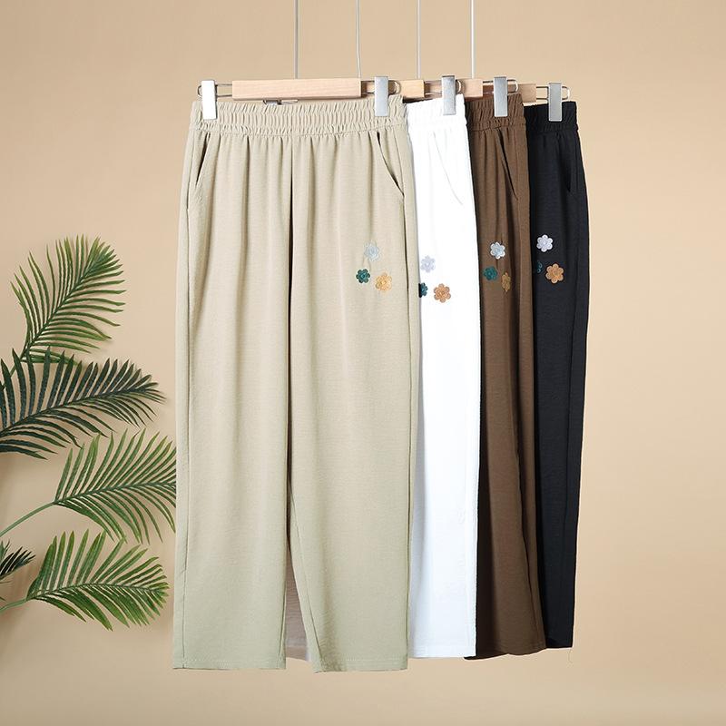 Летние брюки с высокой талией, брюки «девять десятых», женские свободные брюки-гарлем больших размеров, эластичные брюки для отдыха