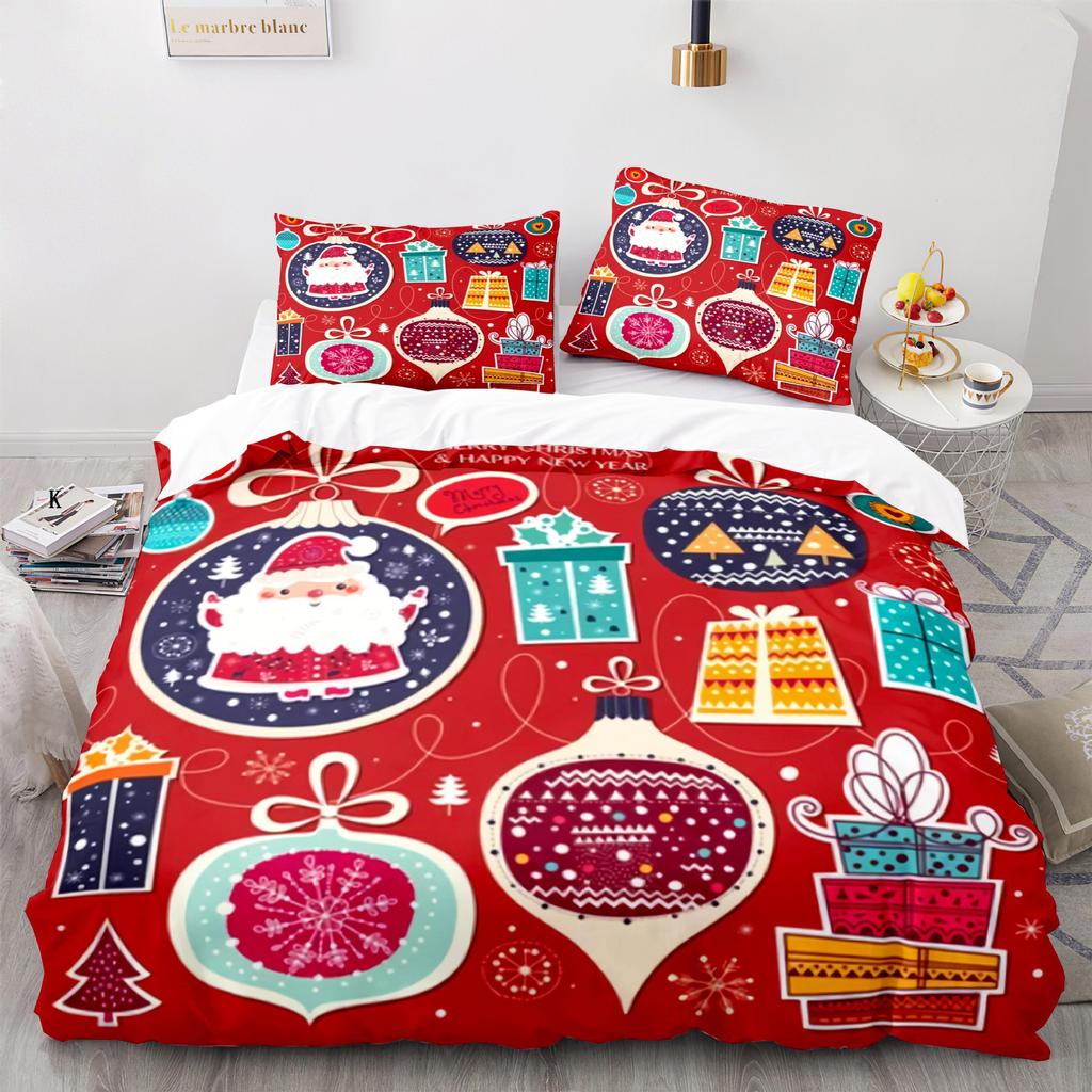 3d Three-piece Set European and American Size Santa Claus Quilt Cover Home Textiles