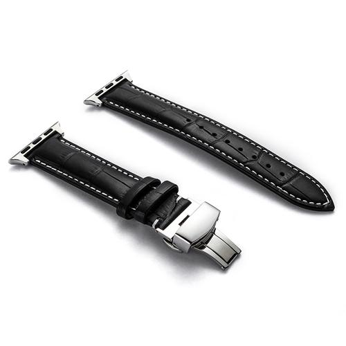 Кожаный ремешок для Apple Watch band 44мм 40мм 45мм 41мм 49мм 42мм 38мм Бабочка Пряжка Браслет iwatch серия 3 5 6 se 7 8 ultra