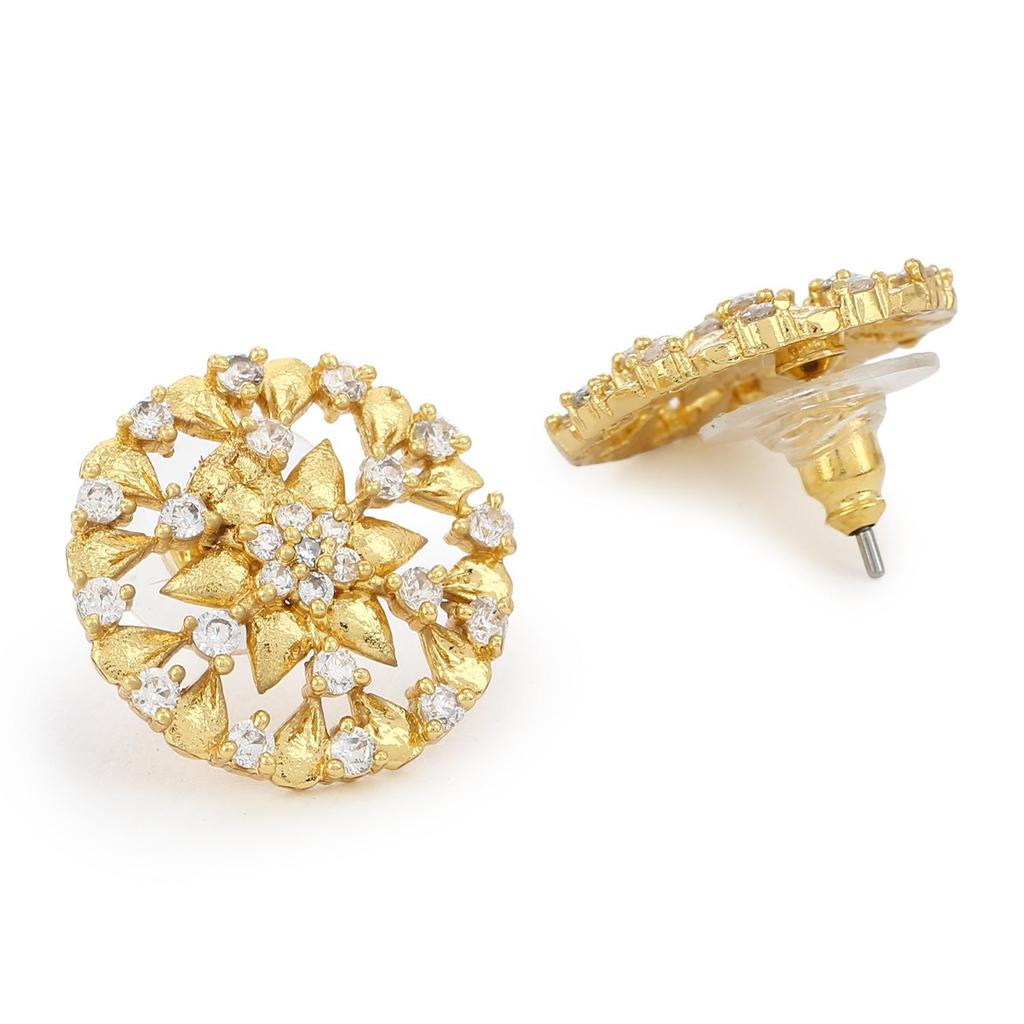 Серьги-пусеты круглой формы с AD Stone