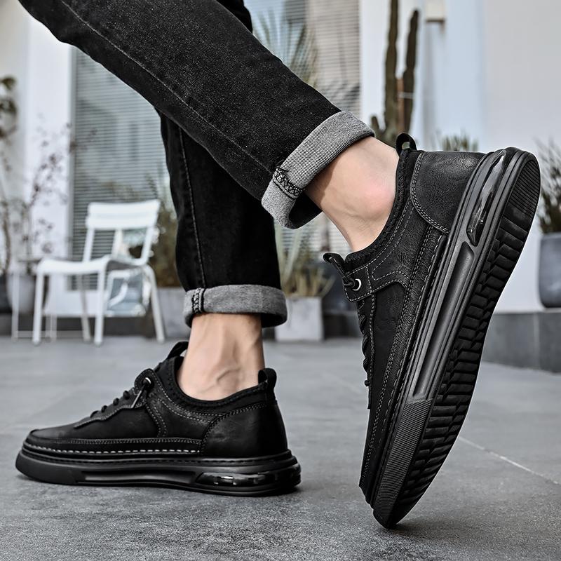 Кроссовки, мужская рабочая обувь, осень 2024, новая роскошная кожаная обувь высокого качества, классическая спортивная мужская обувь на шнуровке на открытом воздухе