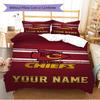 Name Custom Kansas City Chiefs Pattern Bedding Set Quilt Cover Pillowcase Home Decor Gift (1 * duvet cover + 2 * pillowcase, without core)