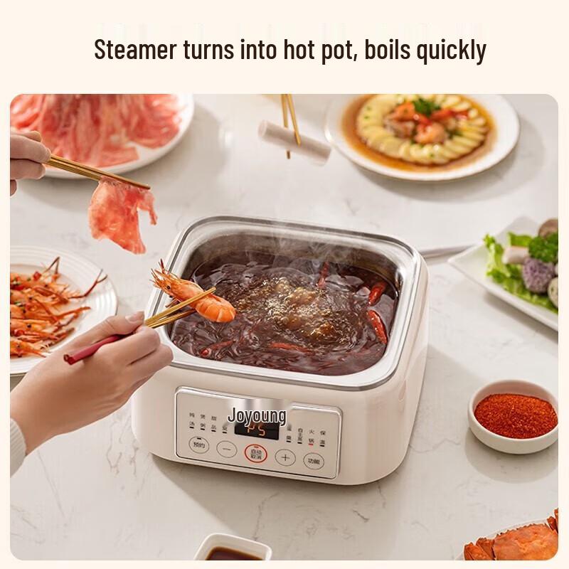 Joyoung 11L Electric Steamer & Double Boiler with 3 Ceramic Pots CN plug (adapter included)
