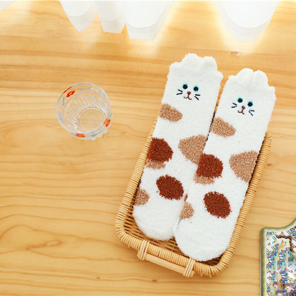 Женские милые коралловые бархатные носки с домашними животными, бархатные теплые домашние носки-тапочки в носках-трубках