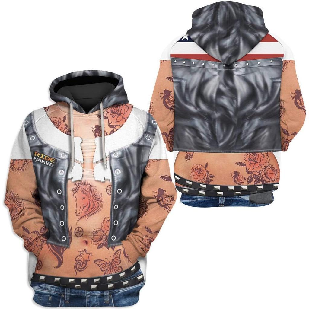Overlay Garment Pattern Print Hoodie for Men, Multi Layer Print and Rugged Tone Graphics Full Graphic Loose Pullover, Made for Street Art Theme Events