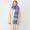 Plush Plaid Wool Scarf Tassel Cape Wraps Simple Winter Cashmere Scarves  Student