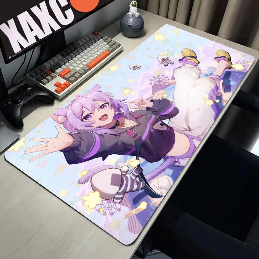 Mouse Pad HYBXAXC Nekomata Okayu VTuber Hololive Computer Gaming Desk Accessories Mat Large XL XXL Rubber Keyboard Mousepad