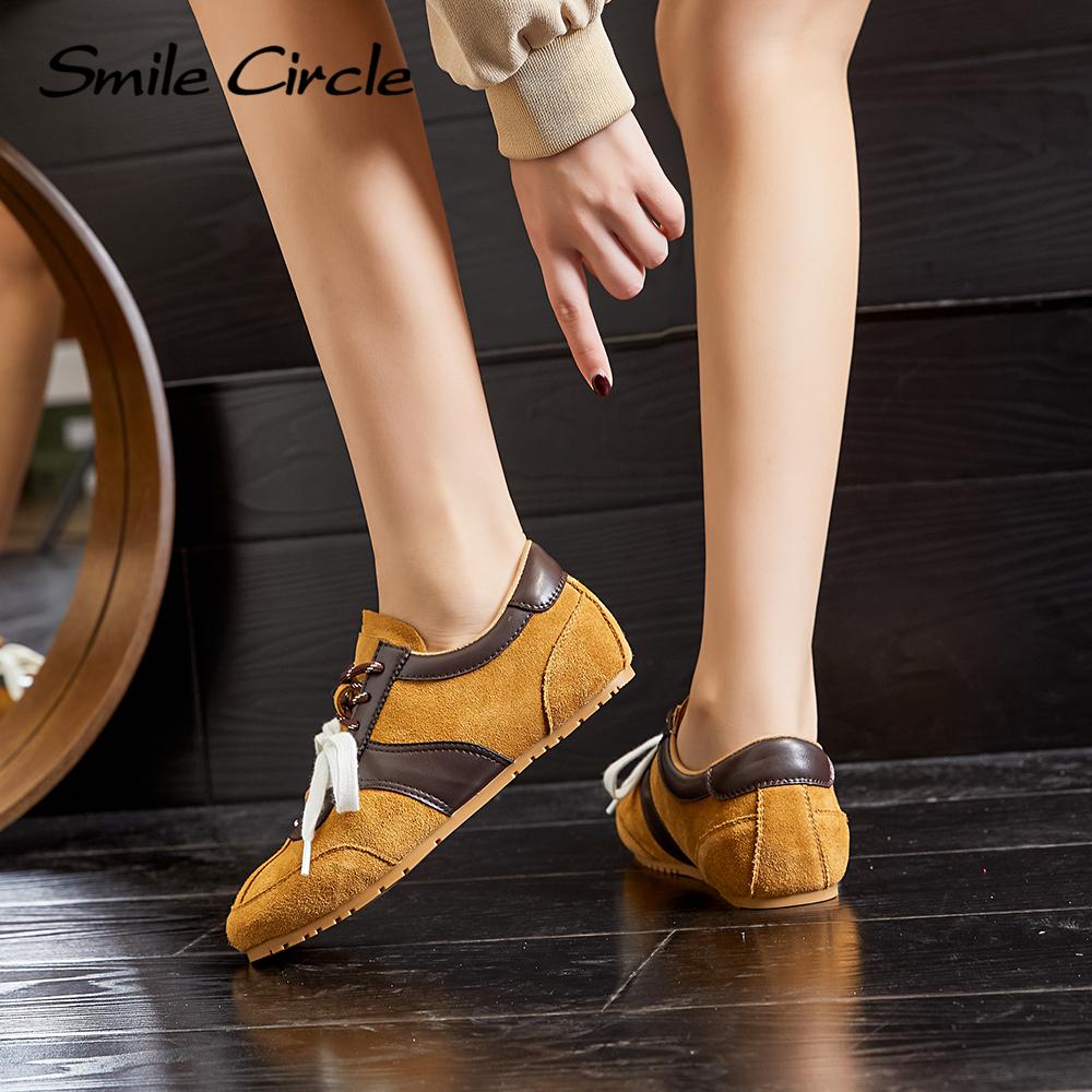 Женские кроссовки из натуральной кожи с круглым носком и шнуровкой, удобная модная повседневная обувь