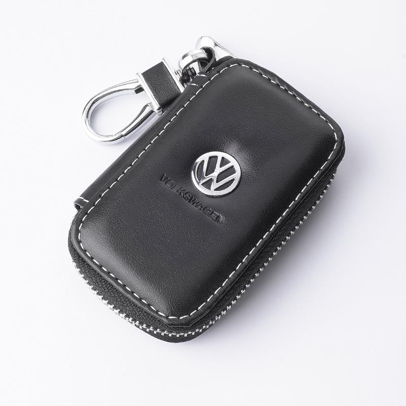 For VW Leather Car Remote Key Case Bag Keychain Storage Box For Volkswagen VW Polo Golf Touareg T6 T5 Passat B7 B5 Touran Beetle Tiguan PT7