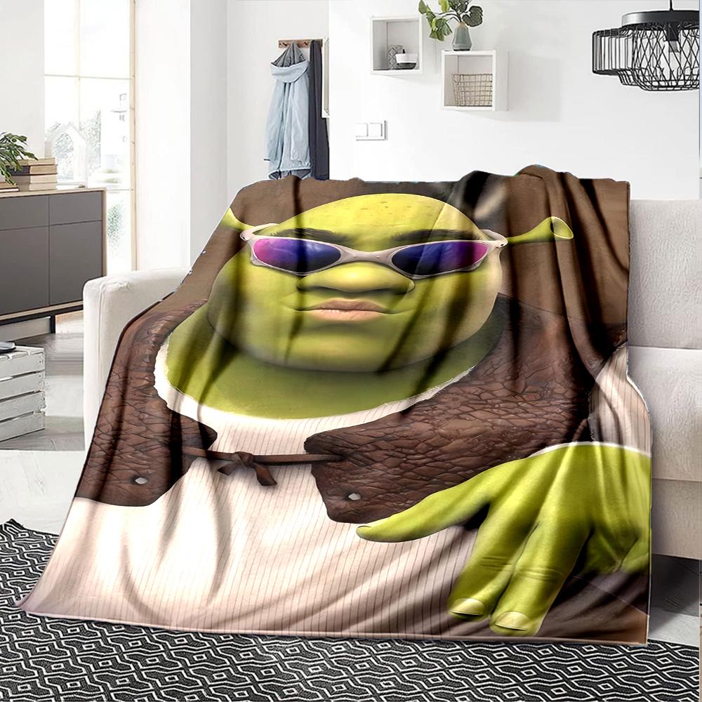 Shrek Theme Printed Blanket - Perfect for Couch, Bed, Travel & Outdoor Use | Machine Washable, Cozy & Durable.
