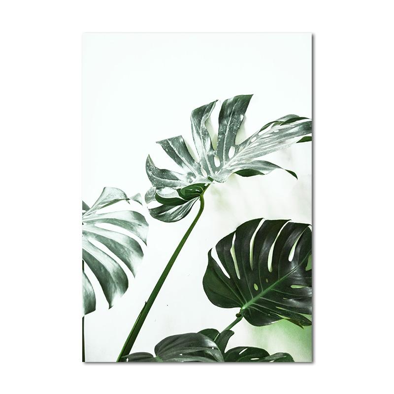 Scandinavian Green Leaves Flowers Picture Tropical Plant Wall Art Canvas Painting Nordic Posters and Prints Living Room Decor