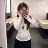 Американская Spice Girl однотонная блузка с открытыми плечами с длинным рукавом, солнцезащитная футболка, женская весенняя нишевая облегающая тонкая повседневная топ ins тренд