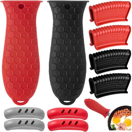 Cast Iron Handle Cover, 10 Packs Silicone Pot Holders, Cast Iron Handle Covers Heat Resistant, Non-Slip Pot Handle Covers, for Frying Cast Iron