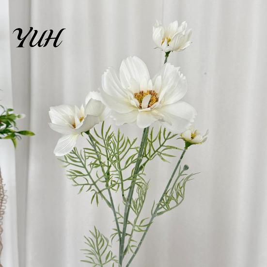 Natural Looking Faux Flowers for Office 33" Tall Artificial Cosmos Vases, Fake Silk Daisy Floral Branches with Versatile Plants Soft Furnishings