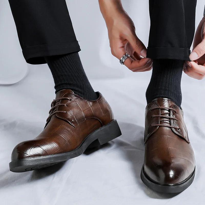 Модные деловые черные туфли для мужчин весна-осень, повседневные туфли из микрофибры для мужчин