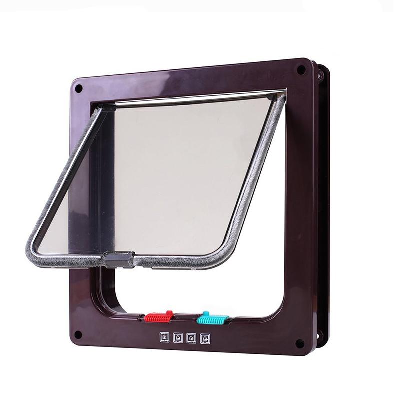 Ворота для собак, кошачья откидная дверь, 4-сторонняя запираемая дверь безопасности, входная дверь, пластиковая дверь для маленькой собаки, комплект для собачьей будки, питомника, товары для животных