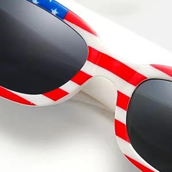 American Independence Day Sunglasses National Flag Print 4th July Celebration Block Sunlight Anti-UV Unisex Strong Hinge Photo Prop Retro