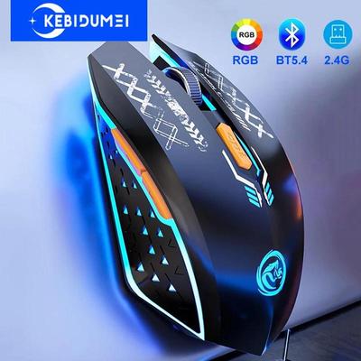 Двухрежимная Bluetooth-мышь 2.4G Беспроводная мышь 6 клавиш Подсветка Перезаряжаемая Игровая мышь 1600DPI Оптическая мышь Для ПК Ноутбука