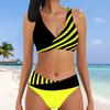 Женский купальник с подвесным вырезом и бикини с принтом в одну диагональную полоску, короткий купальник-майка