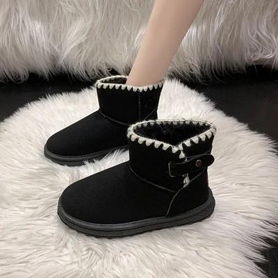 Модная рабочая обувь до щиколотки для женщин, с круглым носком, на платформе, на массивном каблуке, черные женские зимние ботинки, модные новинки зимы 2024, элегантные ботильоны в стиле гяру