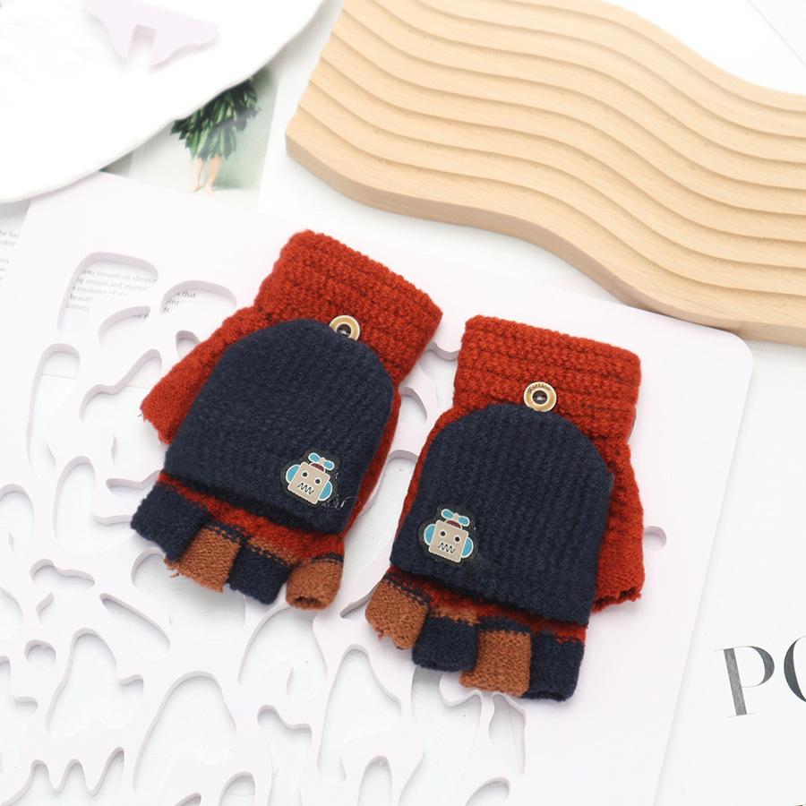 Kids' Winter Fingerless Flip-Top Writing Gloves – Warm Half-Finger Gloves for Boys & Girls