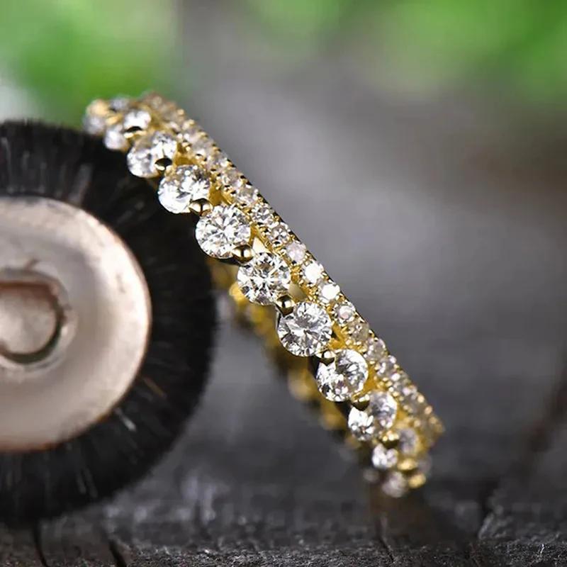 Изящные блестящие двухсторонние кольца Huitan CZ для женщин, простые стильные универсальные аксессуары для пальцев, модные очаровательные свадебные украшения