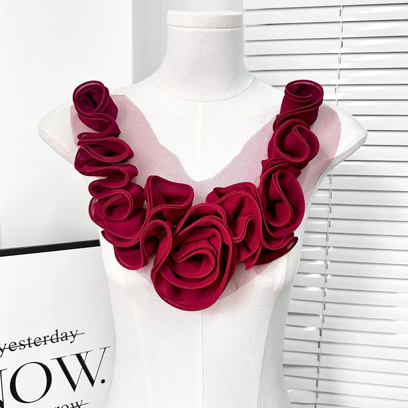1PC DIY Fashion Flower Patches Cloth Fabric Collar Flower Dress Applique Clothing Accessories