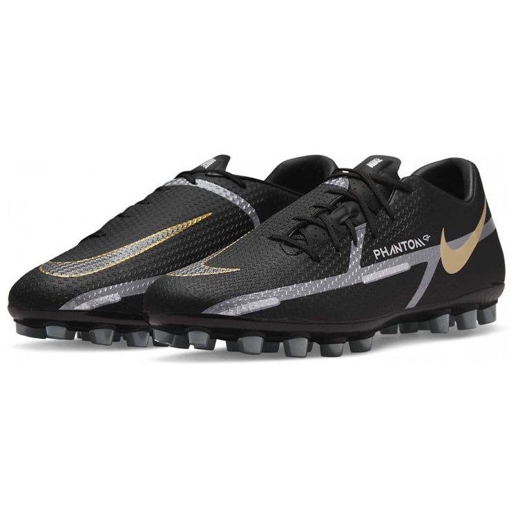 Nike Phantom GT 2 Academy Artificial Turf AG (Rubber Short Studs) Non-Slip Durable Soccer Shoes Unisex Soccer Shoes Black Gold DC0798-007