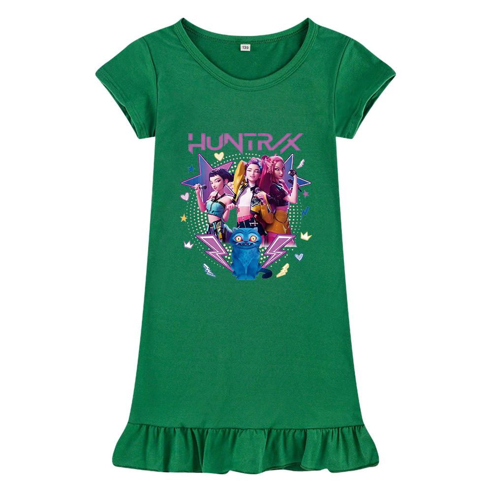 Hot selling Kpop witch hunting girl group print girls dress ice silk nightdress