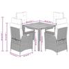 VidaXL Ensemble à Manger de Jardin avec Coussins 5 pcs, Table et Chaises avec Dossier Réglable, Meubles d'Extérieur, 3213333