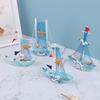 1PC 15CM Ornaments Party Home Decoration New Mediterranean Style Marine Nautical Wooden Blue Sailing Boat Ship Wood Crafts
