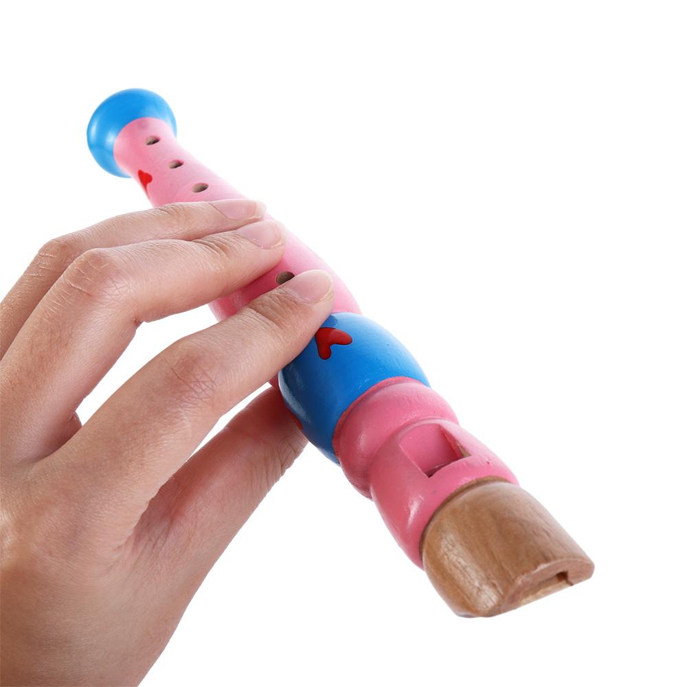 Instrument Baby Kids Music Toy for Children 6-Holes Recorder Wooden Flute Cartoon Flute Short Flute