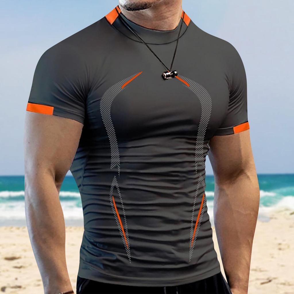 Летняя мужская фитнес-спортивная тренировка, дышащая, с короткими рукавами, европейского размера, быстросохнущая одежда, мужская спортивная модная футболка с короткими рукавами