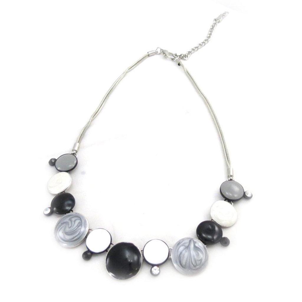 NOA [J4219] - Дизайнерское колье «Раскраска» черно-серое