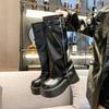 Winter Women Biker Boots Fashion Belt Buckle Ladies Elegant Platform Long Pipe Booties Casual Women's Knee High Booties