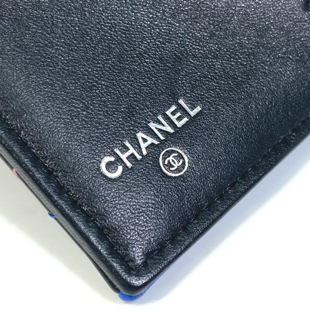 CHANEL CC Mark Small flap Compact wallet Trifold wallet Lambskin Leather Black
