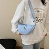 Solid Color Single Shoulder Bags Handbag Half-moon Bag Simple Hobo Crossbody Bag  Unisex