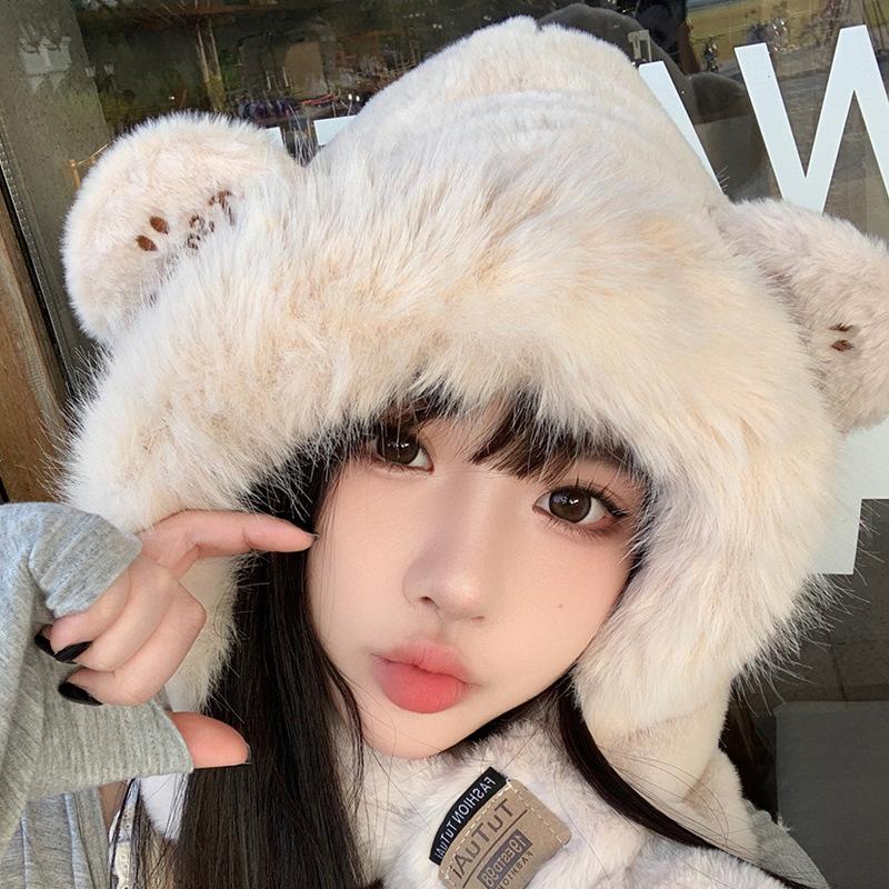 Шапка и шарф в одном. Женская универсальная и милая плюшевая шапка для зимы. Теплый и толстый, непромокаемый и ветрозащитный шарф с капюшоном для зимы.