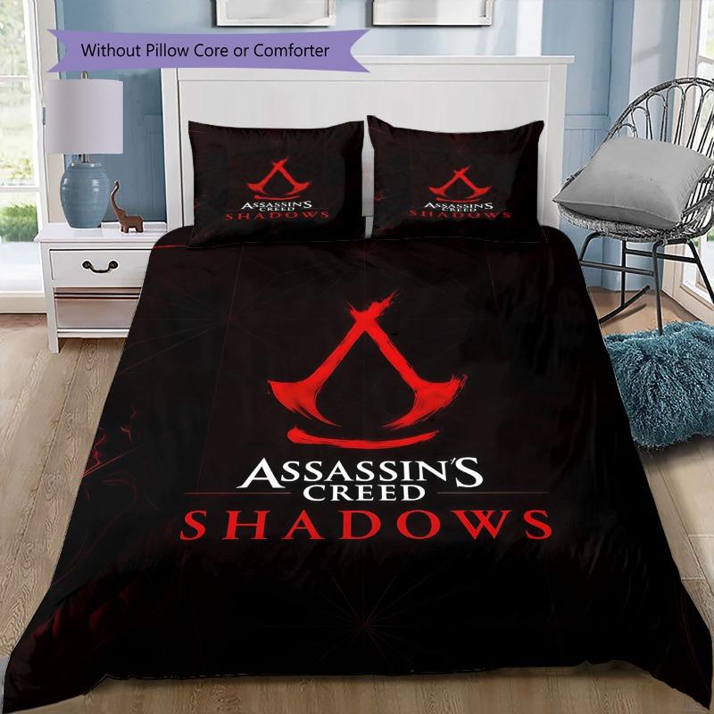 Golden Triangle AC Symbol Bedding Duvet Cover Set Soft Microfiber Fabric Assassin Creed Series Multiple Pattern Bed Linen For Video Game Fans