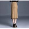 Women Spring Summer Irregular Mesh Skirt Band Splice High Waist Skirt Knee Khaki Split Office Lady Skirt