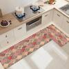 2 шт. Винтажный кухонный коврик для пола в стиле бохо с цветочным узором для прихожей, домашний декор, нескользящий длинный полосатый бархатный ковер с кристаллами